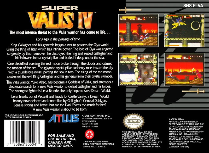 Super Valis IV box back