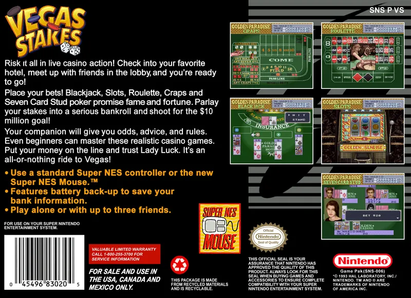 Vegas Stakes box back