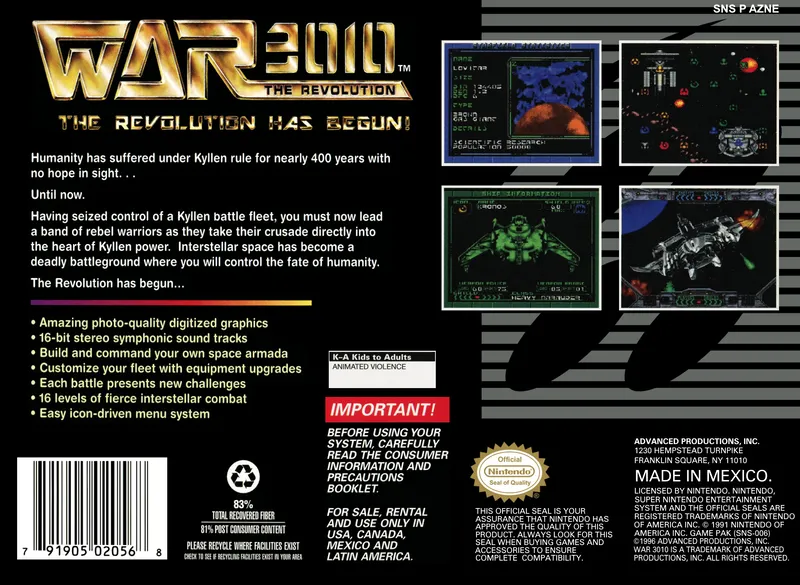 War 3010: The Revolution box back