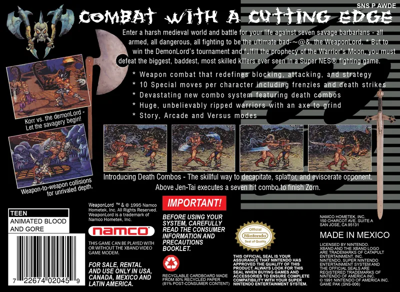 WeaponLord box back