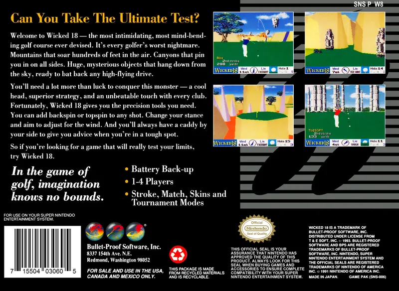 True Golf Classics: Wicked 18 box back