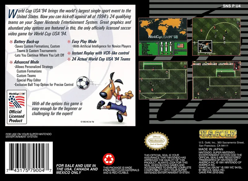 World Cup USA 94 box back