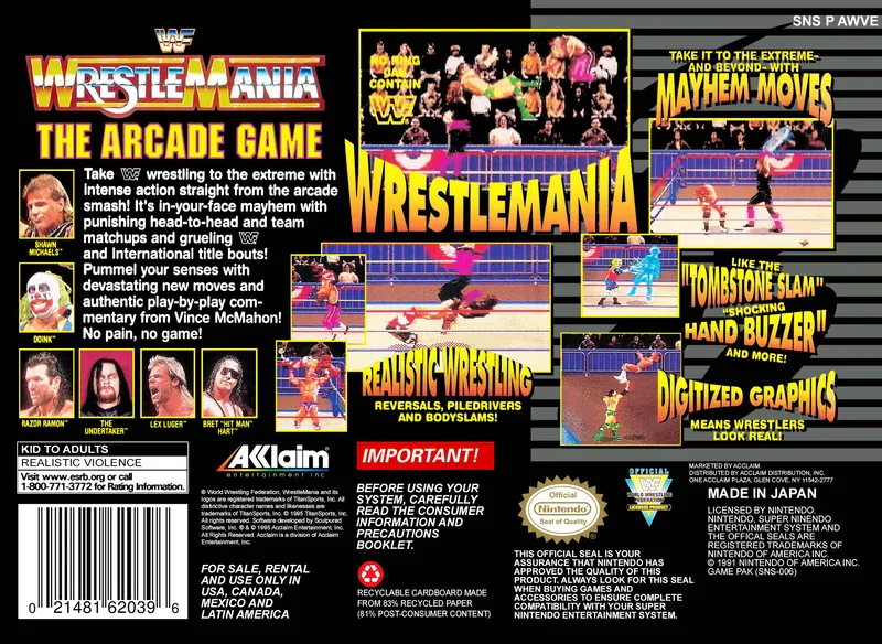 WWF WrestleMania: The Arcade Game box back