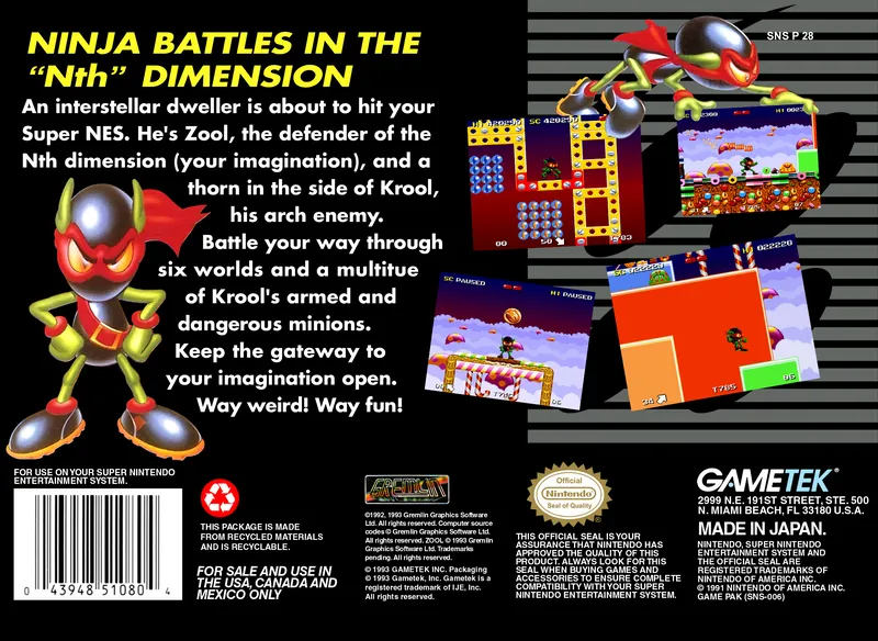 Zool: Ninja of the 'Nth' Dimension box back