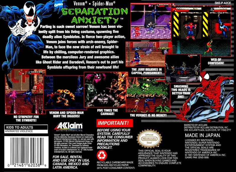 Venom • Spider-Man: Separation Anxiety box back