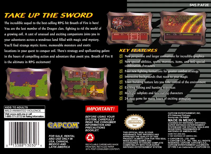 Breath of Fire II box back