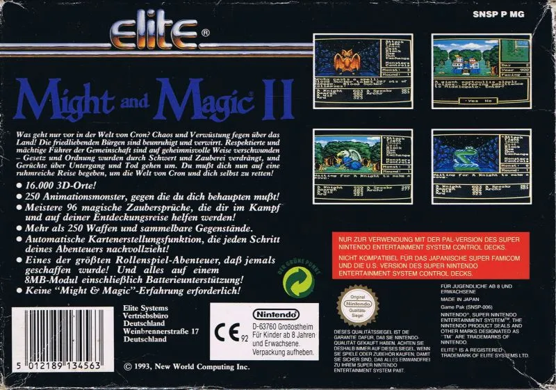 Might and Magic II box back