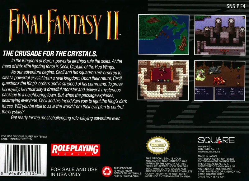Final Fantasy II box back