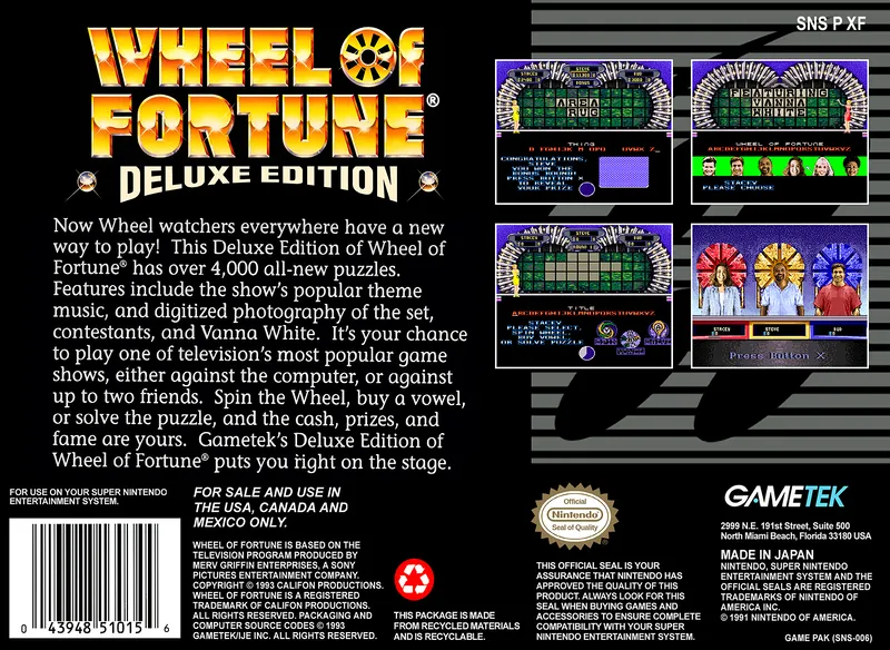 Wheel of Fortune: Deluxe Edition box back