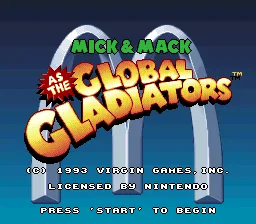 Mick & Mack as the Global Gladiators (USA) (Proto) [b] title screen