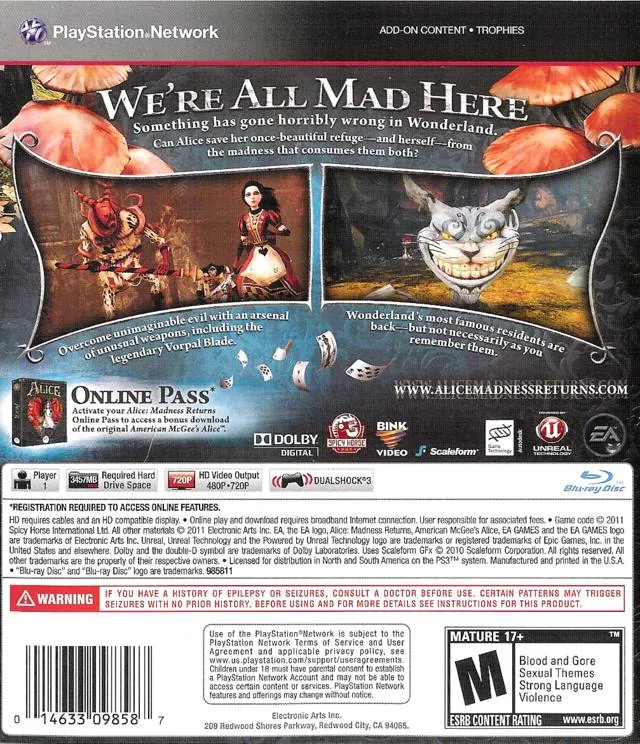 Alice: Madness Returns box back