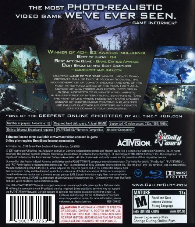 Call of Duty 4: Modern Warfare box back