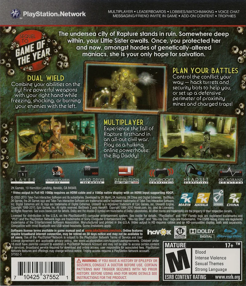 BioShock 2 box back