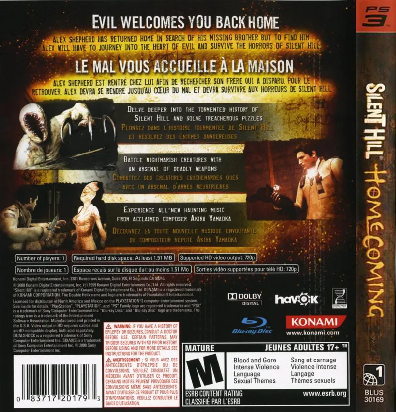Silent Hill: Homecoming box back