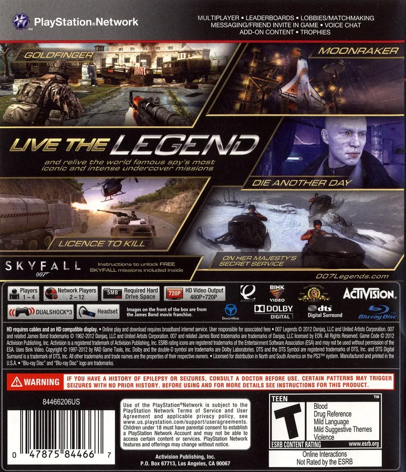 007 Legends box back