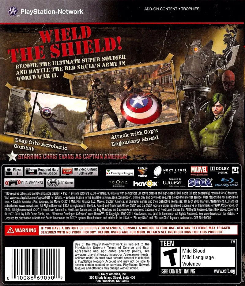 Captain America: Super Soldier box back