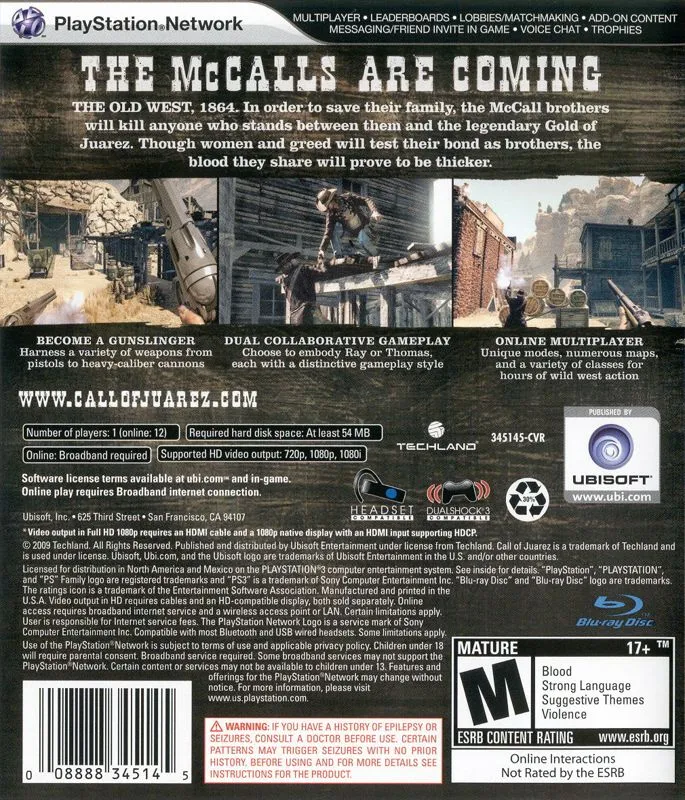 Call of Juarez: Bound in Blood box back
