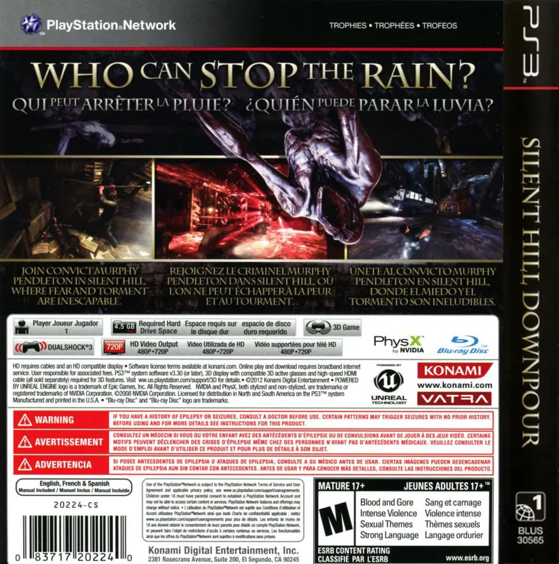 Silent Hill: Downpour box back
