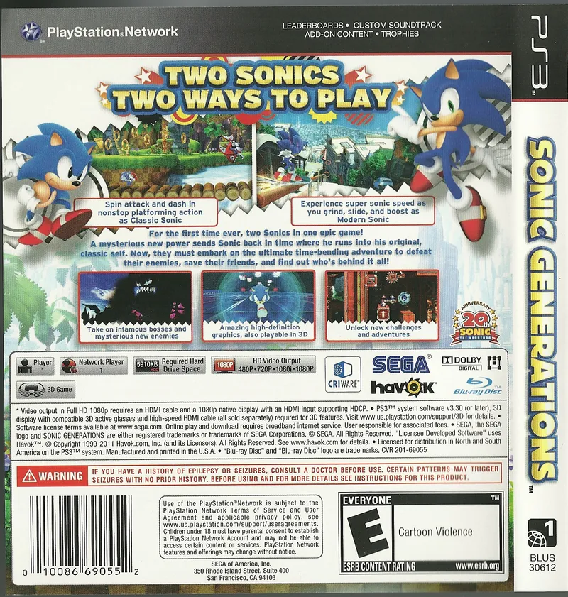 Sonic Generations box back