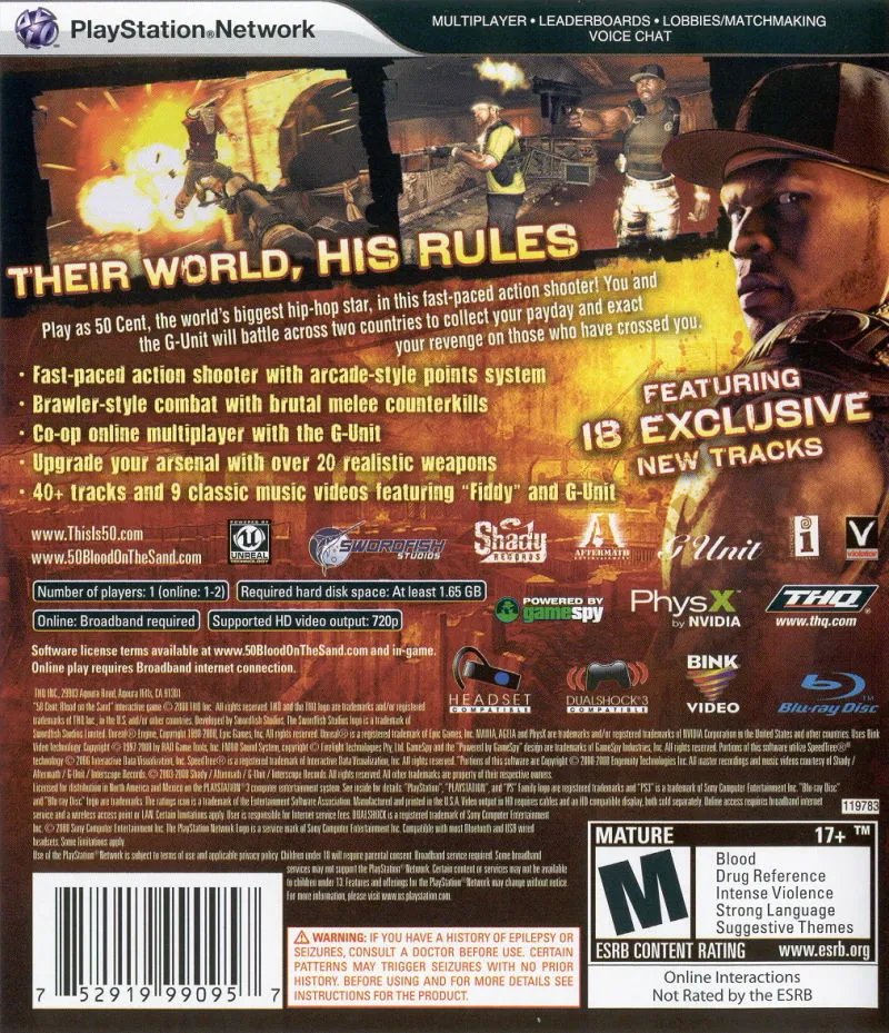 50 Cent: Blood on the Sand box back
