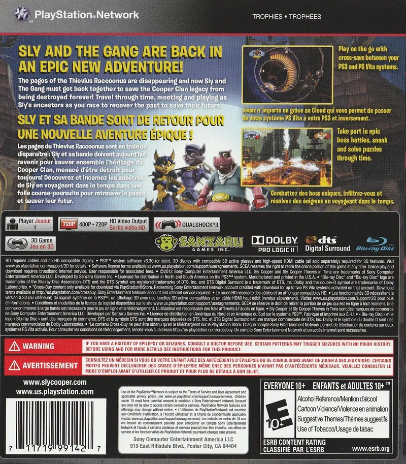 Sly Cooper: Thieves in Time box back