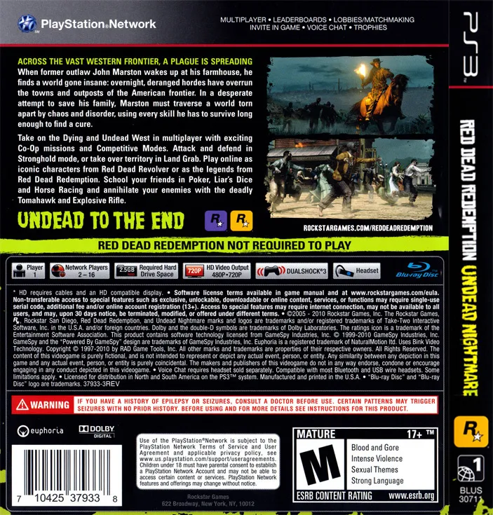 Red Dead Redemption: Undead Nightmare box back