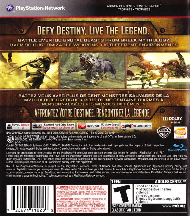 Clash of the Titans: The Videogame box back