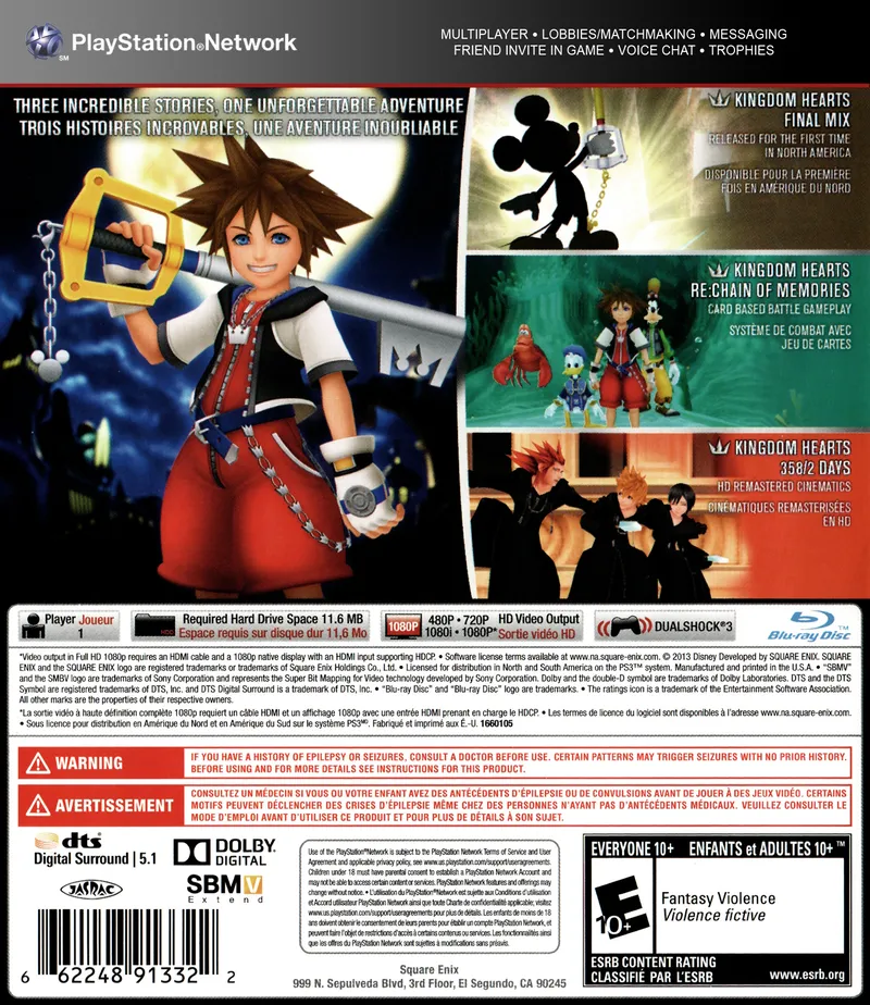 Kingdom Hearts HD 1.5 ReMIX box back