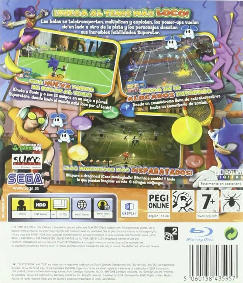 Sega Superstars Tennis box back