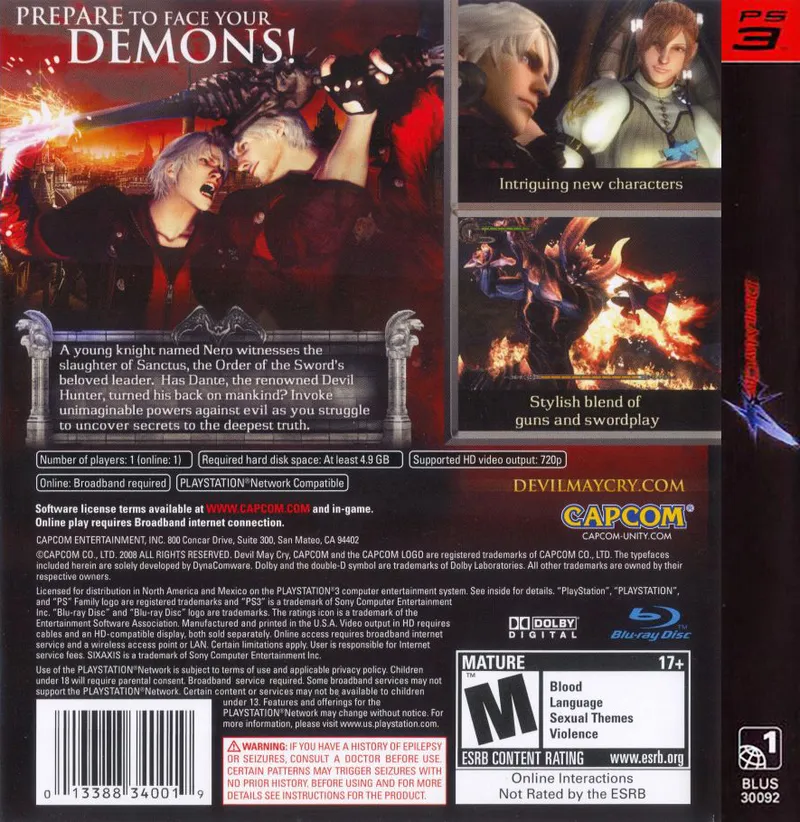 Devil May Cry 4 box back