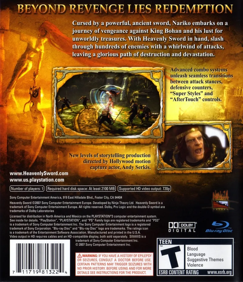 Heavenly Sword box back