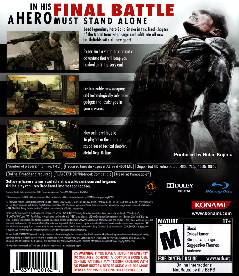 Metal Gear Solid 4: Guns of the Patriots box back