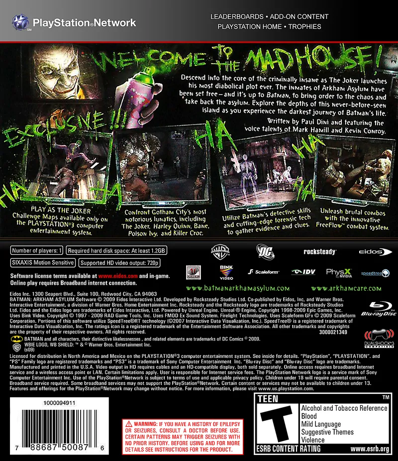 Batman: Arkham Asylum box back