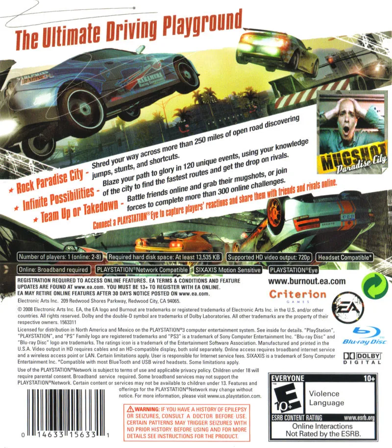 Burnout Paradise box back