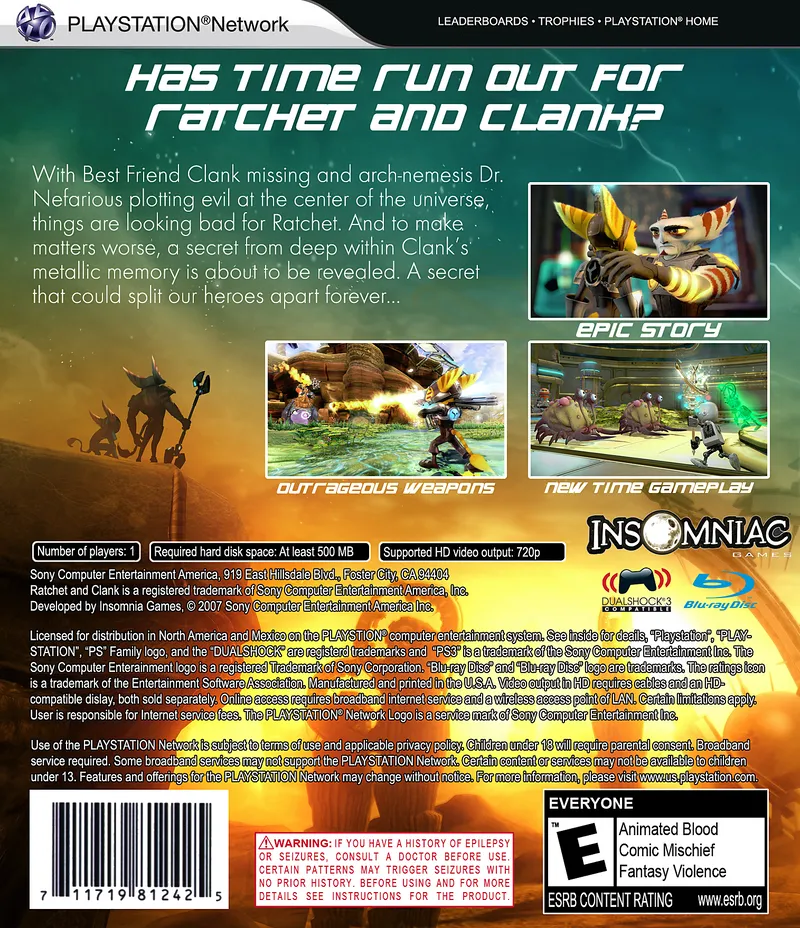 Ratchet & Clank Future: A Crack in Time box back