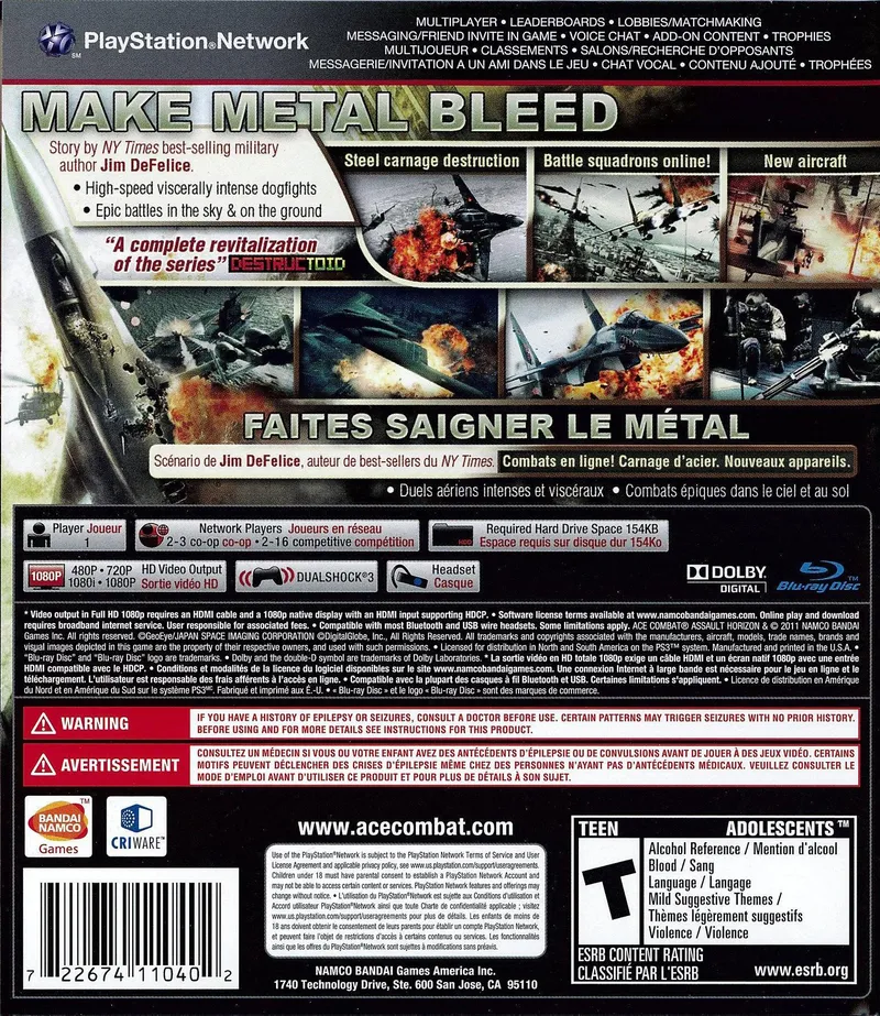 Ace Combat: Assault Horizon box back