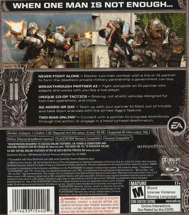 Army of Two box back