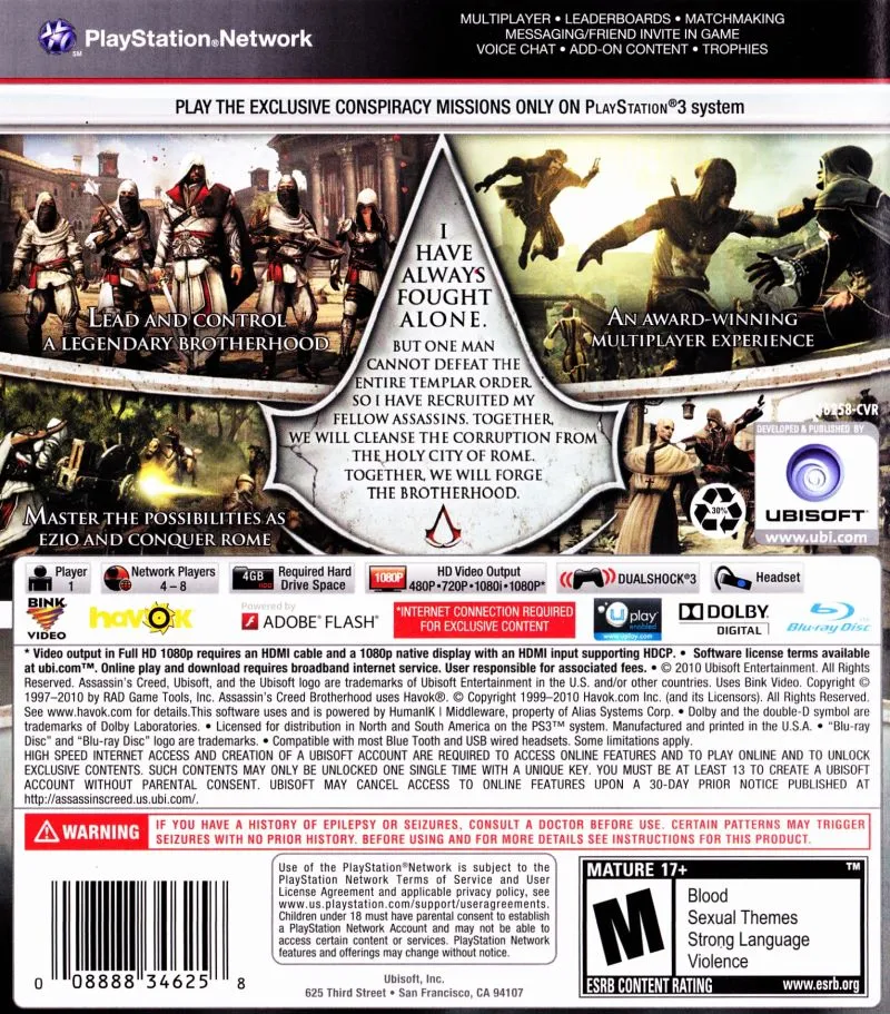 Assassin's Creed: Brotherhood box back