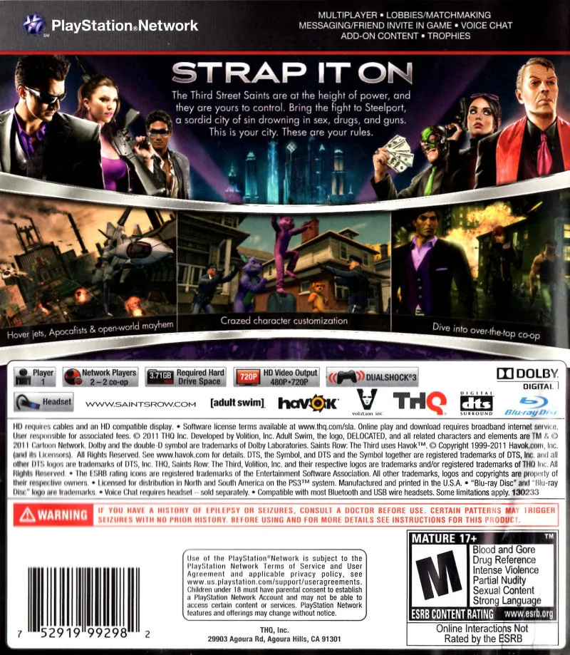 Saints Row: The Third box back