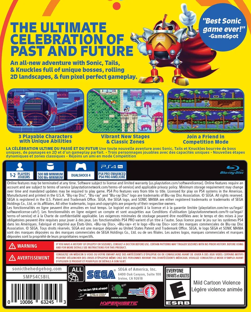 Sonic Mania box back