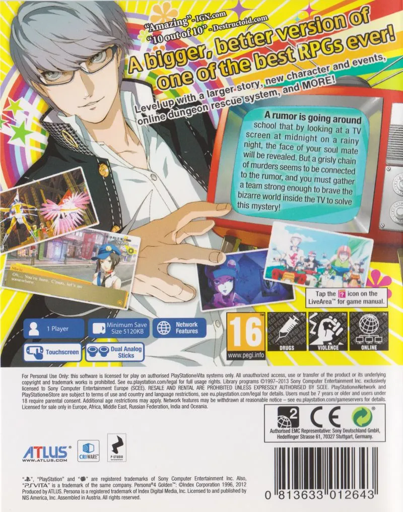 Persona 4 Golden box back
