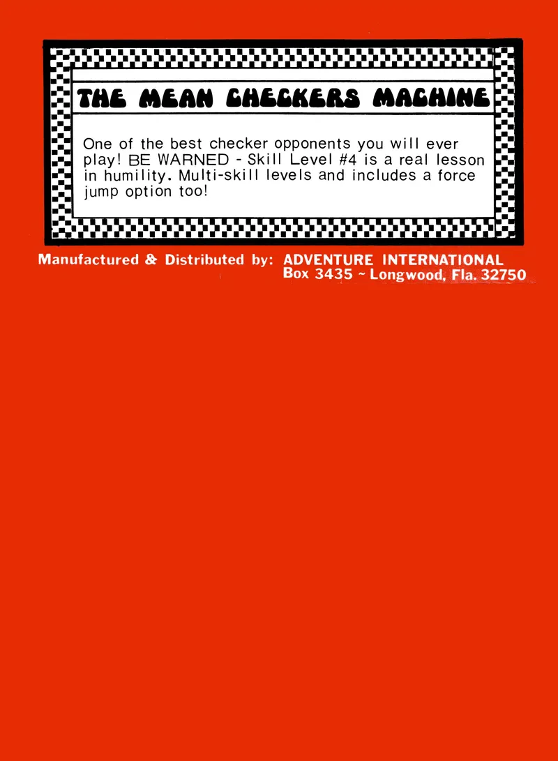 The Mean Checkers Machine box back