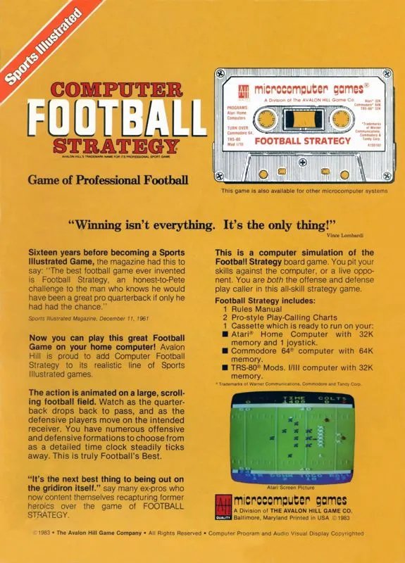 Computer Football Strategy box back