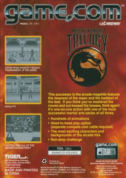 Mortal Kombat Trilogy box back