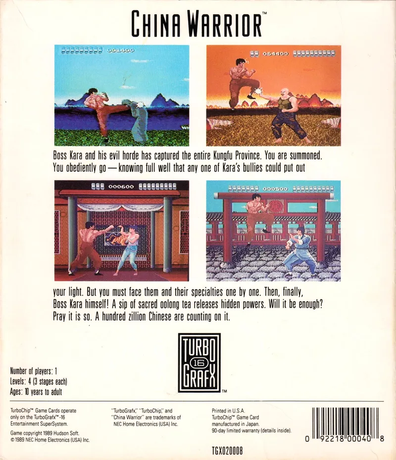 China Warrior box back