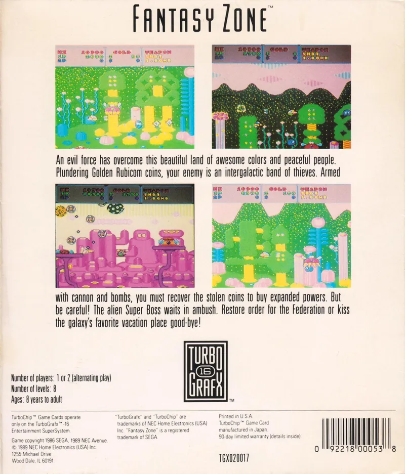 Fantasy Zone box back