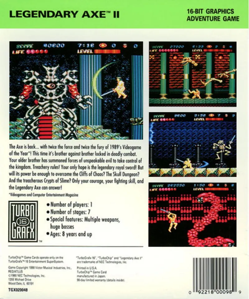 Legendary Axe II box back