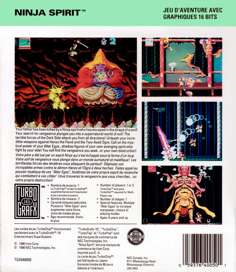 Ninja Spirit box back