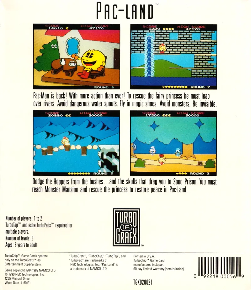 Pac-Land box back