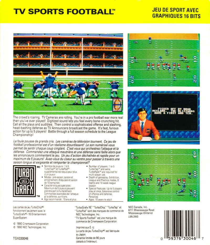 TV Sports Football box back